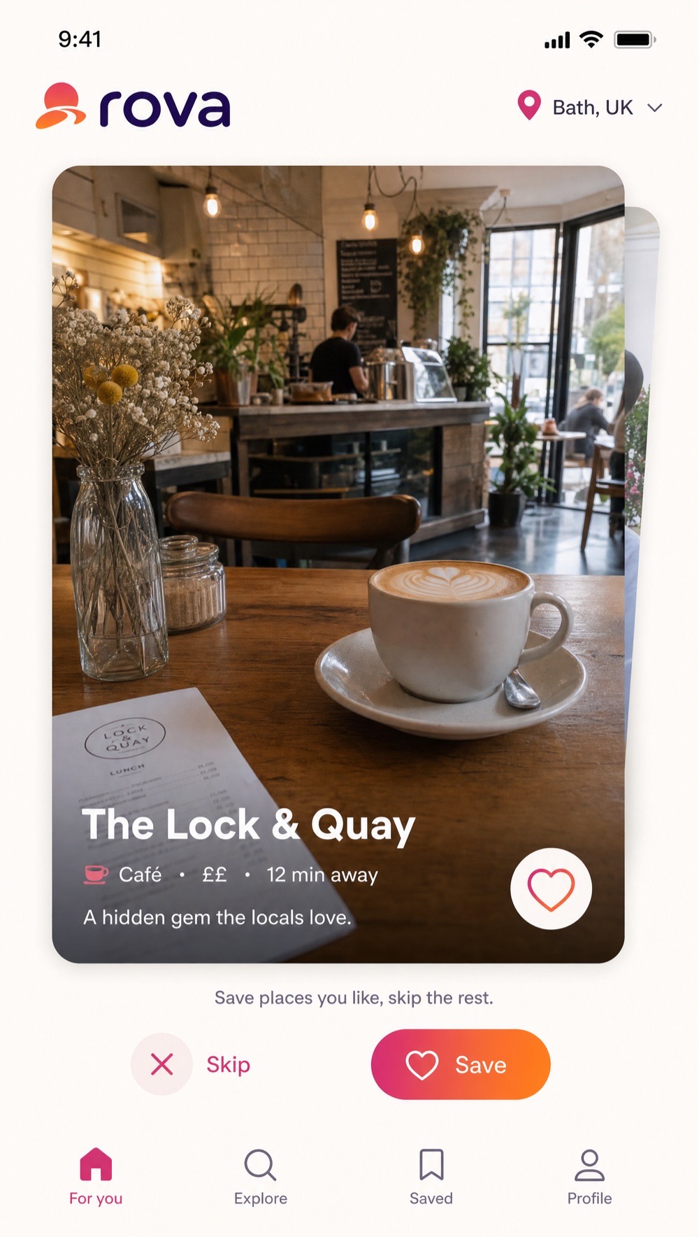 rova: swipe through local gems